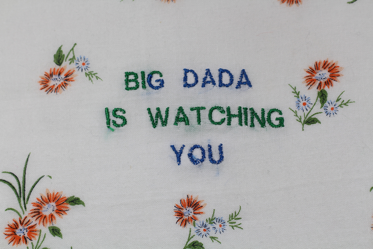 Series BIG DADA IS WATCHING YOU // Handkerchief DADA FLEURS OCRES (zoom) // Blockchain ID : 1KedKy8feM2T4N9tzeqoNwRcuDTBnHJYJH