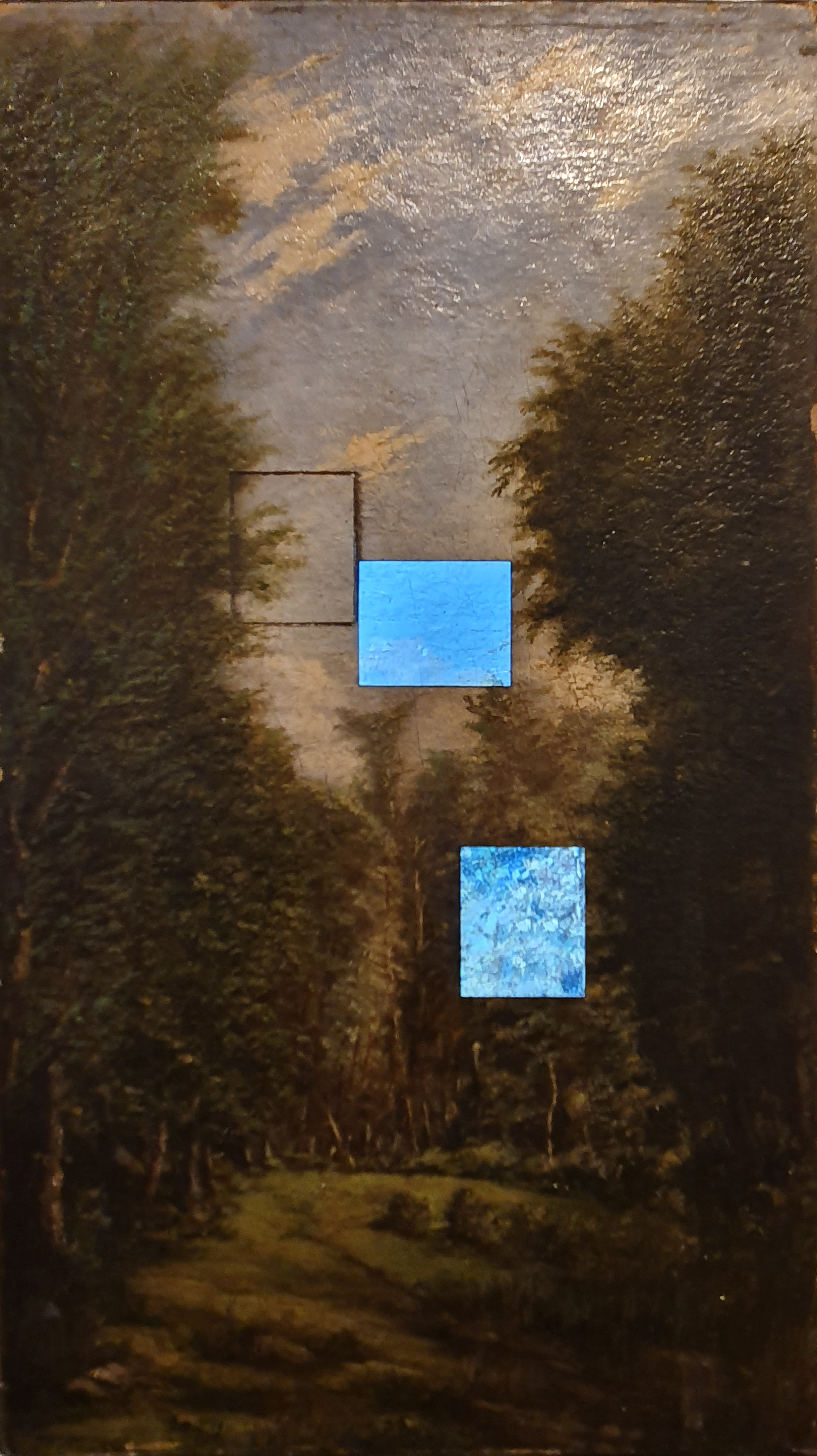 A la Clairière . 2022 . Peinture et NFT . Huile sur toile, écran . 33 x 19 cm