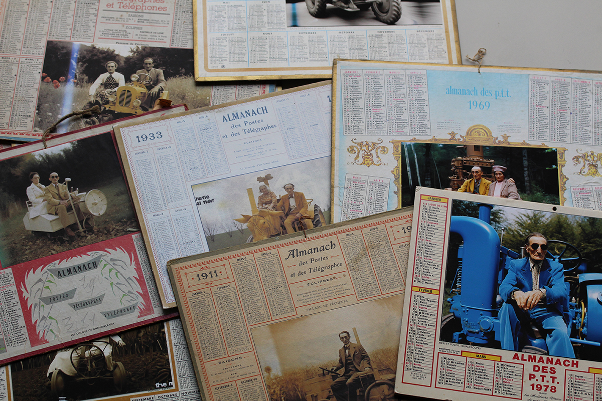 All almanacs of Marcel on a tractor, sometimes with Nini Fifi Titi 