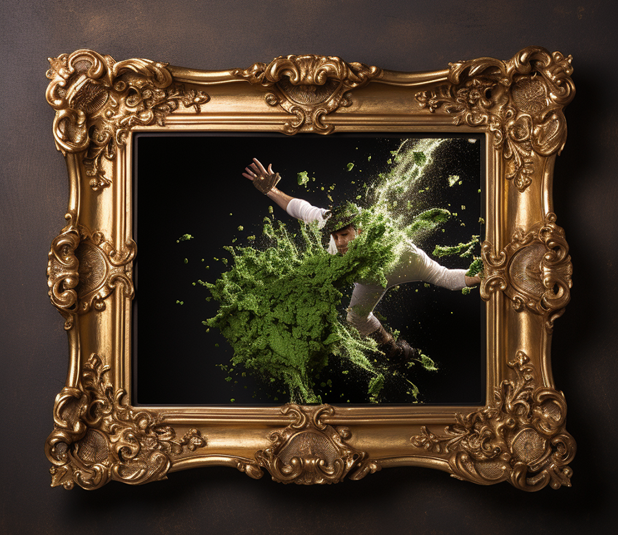 HERBE VERTE . Génération d'image dans la zone intérieure du cadre doré avec le prompt 