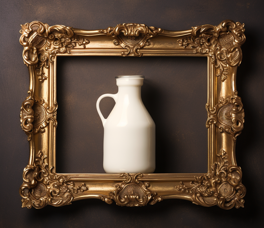 LAIT . Génération d'image dans la zone intérieure du cadre doré avec le prompt 